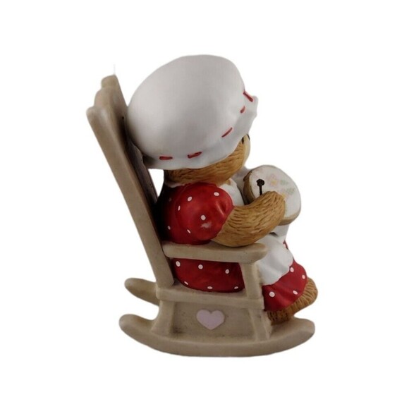 Vintage 82' Lucy & Me Bear Cross Stitching in Rocking Chair Sewing Enesco -READ - Picture 4 of 8